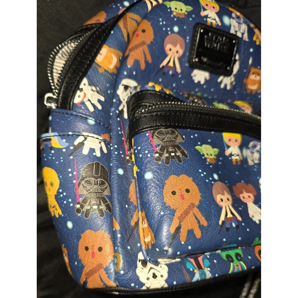 Loungefly Disney star wars chibi character print mini backpack purse bag tote!